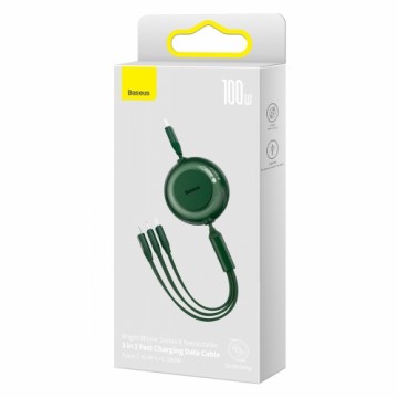 OEM Baseus Bright Mirror 4, USB-C 3-in-1 cable for micro USB | USB-C | Lightning 100W | 3.5A 1.1m (Green)