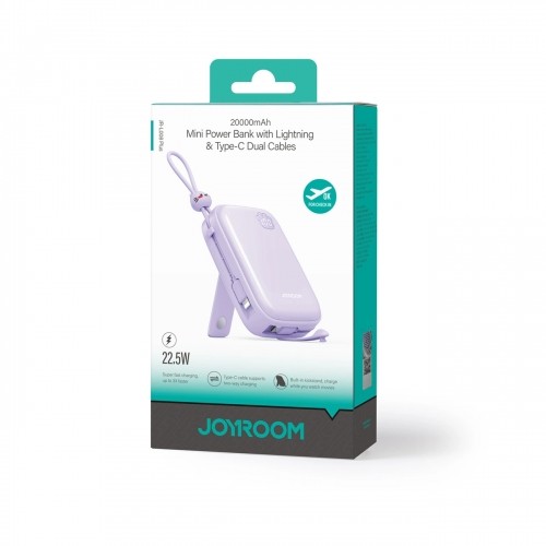 Powerbank Joyroom JR-L008 Plus Cutie Series 22.5W 20000mAh with stand + USB-A - USB-C cable - purple image 2