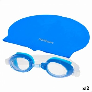 Шапочка и очки для плавания AquaSport Синий Детский Пластик (12 штук)