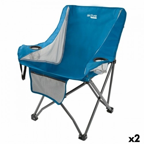 Saliekamais kempinga krēsls Aktive Zils 48 x 86 x 50 cm (2 gb.) image 1