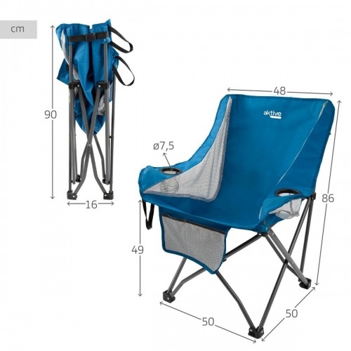 Saliekamais kempinga krēsls Aktive Zils 48 x 86 x 50 cm (2 gb.) image 4