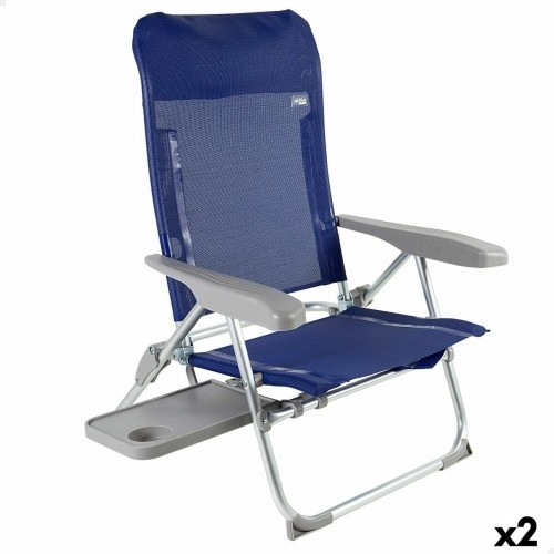 Pludmales krēsls Aktive Slim Locīšana Tumši Zils 47 x 89 x 57 cm (2 gb.) image 1
