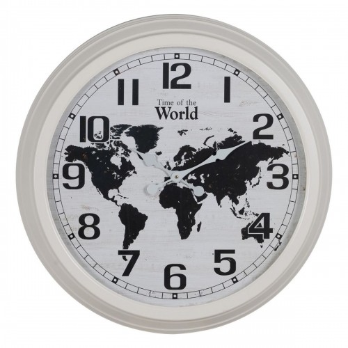 Bigbuy Home Sienas pulkstenis Pasaules Karte Balts Melns Dzelzs 70 x 70 x 6,5 cm image 1