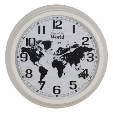 Bigbuy Home Sienas pulkstenis Pasaules Karte Balts Melns Dzelzs 70 x 70 x 6,5 cm