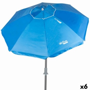 Пляжный зонт Aktive Синий полиэстер Алюминий 220 x 225 x 220 cm (6 штук)