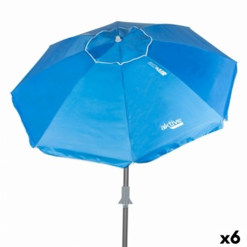Пляжный зонт Aktive Синий полиэстер Алюминий 200 x 205 x 200 cm (6 штук)