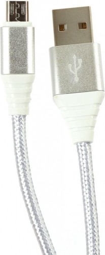 Omega cable microUSB - USB 1m braided 2A, silver image 2