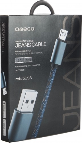 Omega kabelis microUSB Jeans 1m, zils (44200) image 1