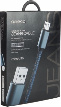 Omega kabelis microUSB Jeans 1m, zils (44200)