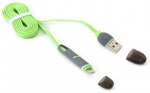 Platinet cable USB - microUSB/Lightning 1m, green (42872) image 2