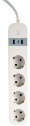 Viedā Rozete Gembird Smart Power Strip with USB Charger 4 Sockets White image 1