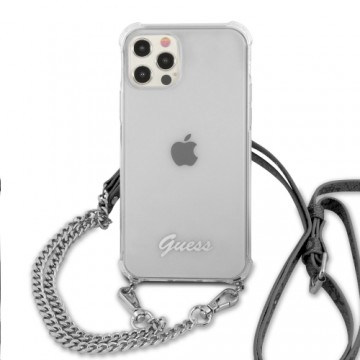 GUHCP12LKC4GSSI Guess PC Silver 4G Chain and Script Case for iPhone 12 Pro Max Transparent