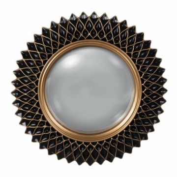 Bigbuy Home Настенное зеркало Чёрный Позолоченный Смола полистоун 32 x 2,3 x 32 cm