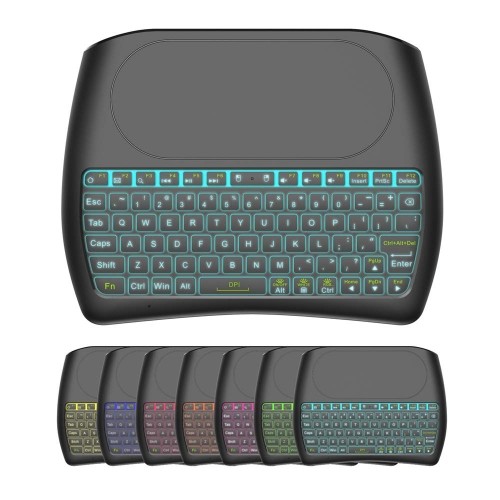 Fusion Accessories Fusion D8 bezvadu mini tastatūra datoram | PS4 | Xbox | Smart TV | Android + skārienpaliktnis melns (ar RGB fona apgaismojumu) image 1