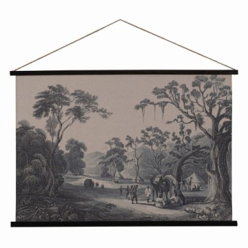 Bigbuy Home Sienu dekors Gobelēns Melns Pelēkbrūns Kaņepe Egles koksne Audums 124 x 1,7 x 86 cm