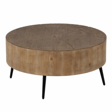 Bigbuy Home Centrālais galds Melns Dabisks Dzelzs Koks MDF 80 x 80 x 38,5 cm