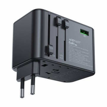 Multifunctional travel wall charger Acefast Z1, 2xUSB-A, 3xUSB-C, GaN, 67W, US|EU|UK|AU (black)