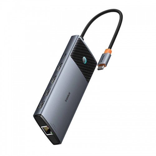 Adapter Hub 10in1 Baseus 2x HDMI, USB-C, 3xUSB-A+RJ45+SD|TF, PD  (grey) image 3