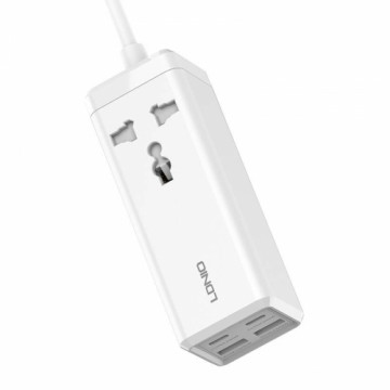 Power strip with 1 AC socket, 2x USB, 2x USB-C LDNIO SC1418, EU|US, 2500W (white)