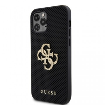 Guess PU Perforated 4G Glitter Metal Logo Case for iPhone 12|12 Pro Black