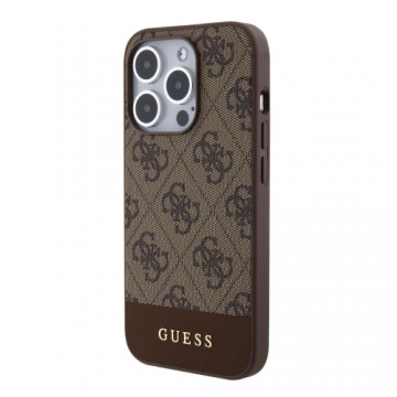 Guess PU 4G Stripe MagSafe Case for iPhone 15 Pro Max Brown