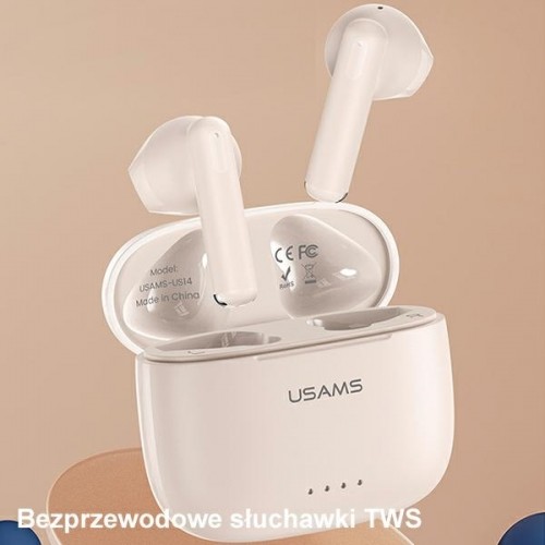 USAMS Słuchawki Bluetooth 5.3 TWS US14 Series Dual mic bezprzewodowe białe|white BHUUS02 image 3