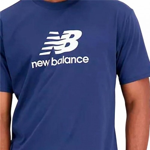 Vīriešu Krekls ar Īsām Piedurknēm New Balance Essentials Stacked Logo Zils image 3