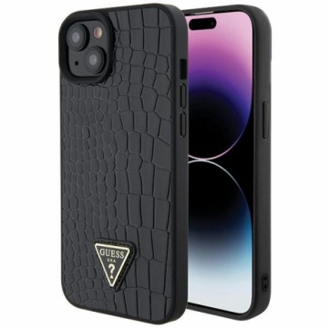 Guess GUHCP15SPCRTHCK iPhone 15 | 14 | 13 6.1" czarny|black hardcase Croco Triangle Metal Logo