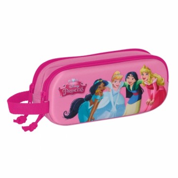 Divkāršs futrālis Princesses Disney 3D Rozā 21 x 8 x 6 cm