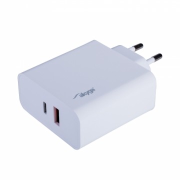 Akyga wall charger AK-CH-15 65W USB-A + USB-C Quick Charge 3.0 5-20V | 1.5-3.25A white