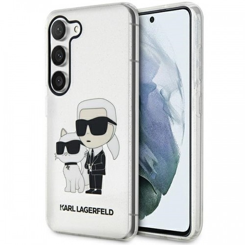Karl Lagerfeld IML Glitter Karl and Choupette NFT Case for Samsung Galaxy S23 Transparent image 1