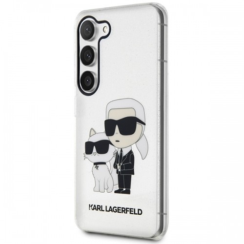 Karl Lagerfeld IML Glitter Karl and Choupette NFT Case for Samsung Galaxy S23 Transparent image 2