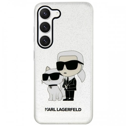 Karl Lagerfeld IML Glitter Karl and Choupette NFT Case for Samsung Galaxy S23 Transparent image 3