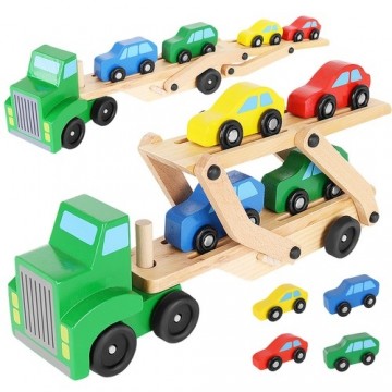 Kruzzel Wooden truck - tow truck + set of cars 22698 (17073-0)