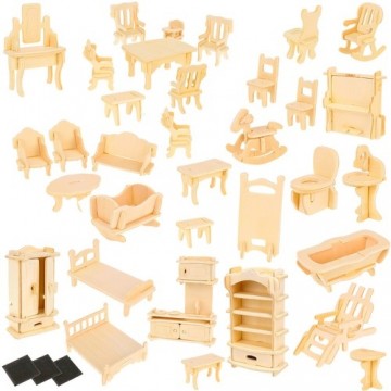 Kruzzel A set of wooden furniture for dolls 34 pcs. (14114-0)