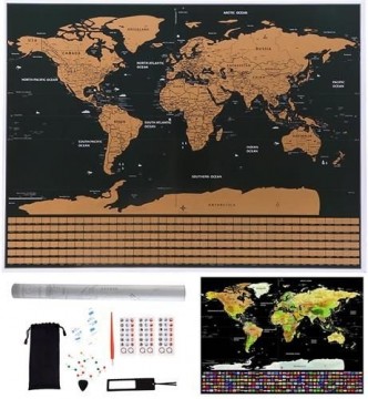 Malatec World map - scratch card with flags + accessories (14053-0)