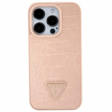 Guess GUHCP15SPCRTHCP iPhone 15 6.1" różowy|pink hardcase Croco Triangle Metal Logo