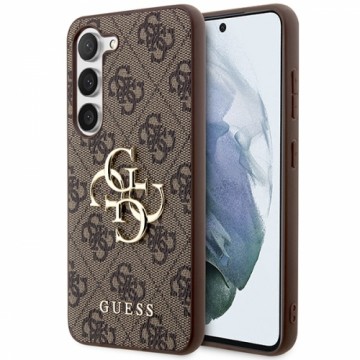 Guess PU 4G Metal Logo Case for Samsung Galaxy S23+ Brown