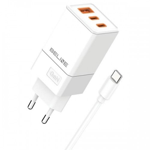 Beline Ład. siec. 2x USB-C + 1x USB 65W + kabel USB-C biały|white PD 3.0 + QC 3.0  BLN3CW65C GaN image 1