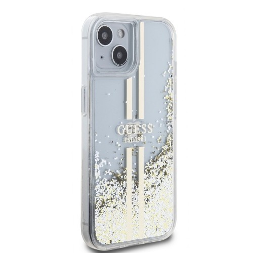 Guess PC|TPU Liquid Glitter Gold Stripe Case for iPhone 15 Plus Transparent image 3