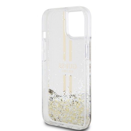 Guess PC|TPU Liquid Glitter Gold Stripe Case for iPhone 15 Plus Transparent image 5