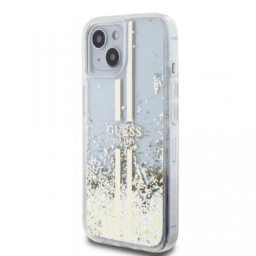 Guess PC|TPU Liquid Glitter Gold Stripe Case for iPhone 15 Transparent