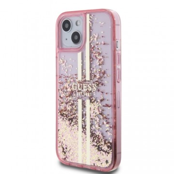 Guess PC|TPU Liquid Glitter Gold Stripe Case for iPhone 15 Pink