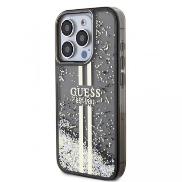 Guess PC|TPU Liquid Glitter Gold Stripe Case for iPhone 15 Pro Max Black