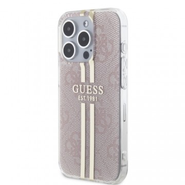 Guess IML 4G Gold Stripe Case for iPhone 15 Pro Pink