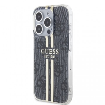 Guess IML 4G Gold Stripe Case for iPhone 15 Pro Black