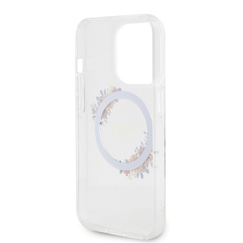 Guess PC|TPU Flowers Ring Glossy Logo MagSafe Case for iPhone 15 Pro Max Transparent image 5
