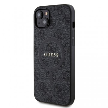 Guess PU Leather 4G Colored Ring MagSafe Case for iPhone 15 Plus Black