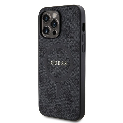 Guess PU Leather 4G Colored Ring MagSafe Case for iPhone 14 Pro Max Black image 1