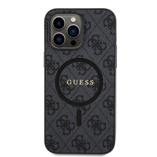Guess PU Leather 4G Colored Ring MagSafe Case for iPhone 14 Pro Max Black image 2